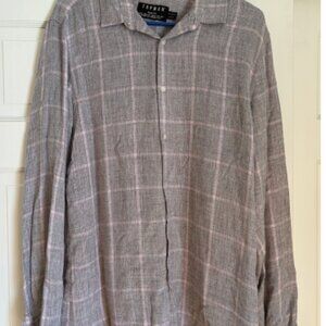 Men’s Top Man Grey & Pink button-up - L